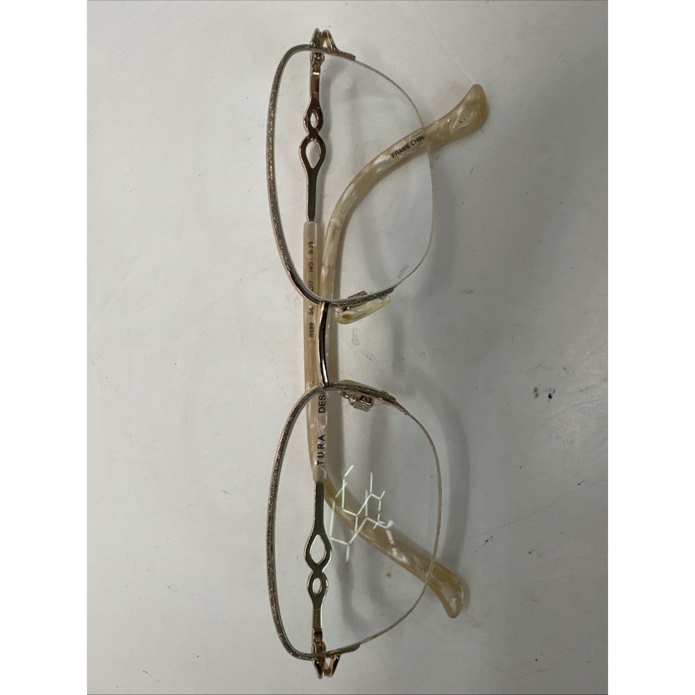 Tura Eyeglasses Frames R599 SIL Silver/Gold Titanium Crystals 53-17-140